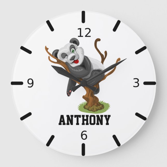 Personalize Your Own Cute Baby Panda Large Clock (Front)