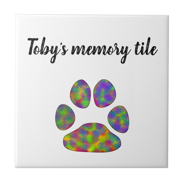 Personalize your own tile. Paw print design Ceramic Tile (Front)