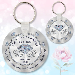 Personalized, 100th Birthday Party Favors Key Ring