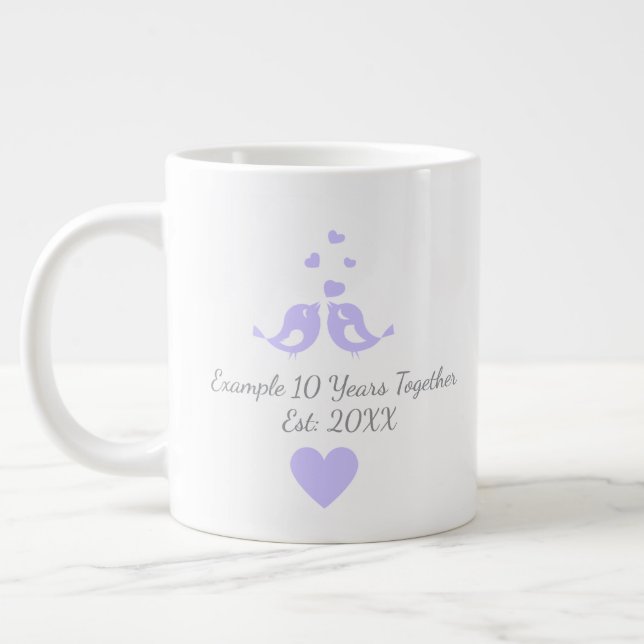 Personalized 10 Years Together Anniversary Large Coffee Mug (Left)