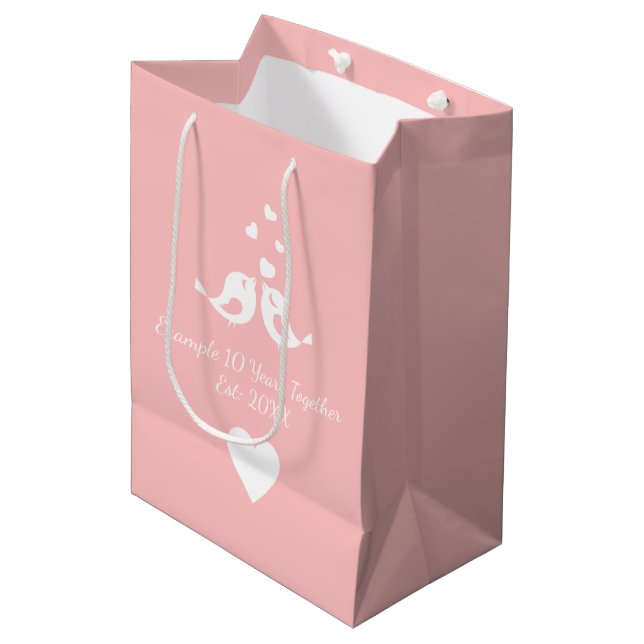 Personalized 10 Years Together Anniversary Medium Gift Bag (Front Angled)