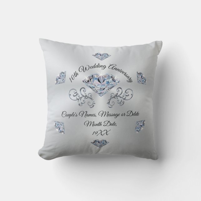 Personalized 10th Wedding Anniversary Gifts Cushion (Front)