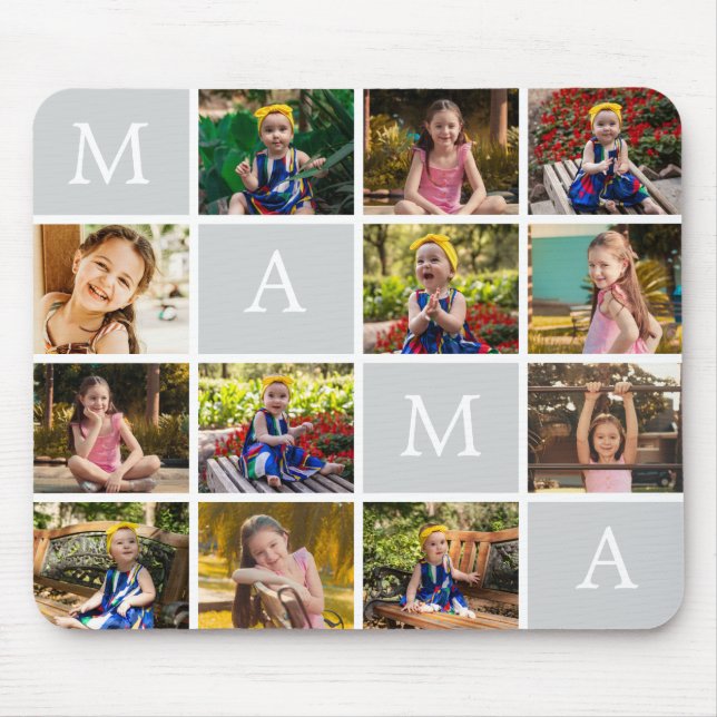 Personalized 12 Photo Collage with Custom Text Mouse Pad (Front)