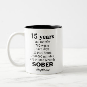 Personalized 15 Years Sober Two-Tone Coffee Mug