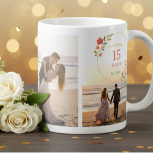 Personalized 15th Wedding Anniversary Photo Mug