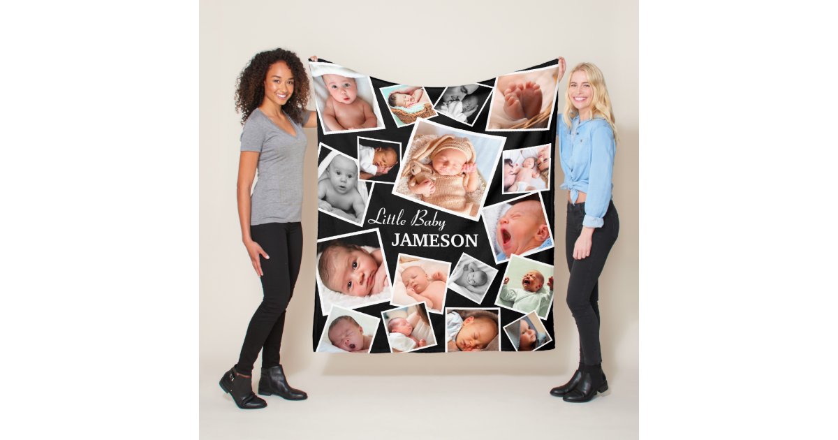 Personalized 17 Baby Photo Collage Fleece Blanket Zazzle