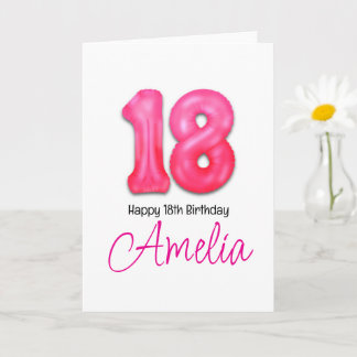 Personalized 18th Birthday Number Balloon Card