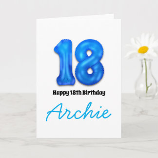 Personalized 18th Birthday Number Balloon Card