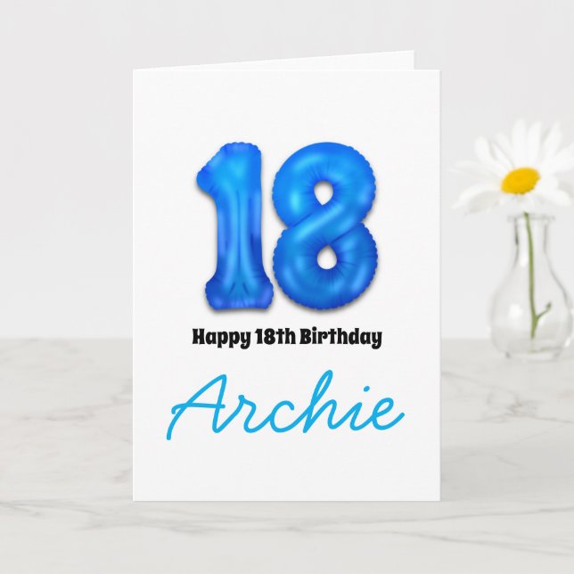 Personalized 18th Birthday Number Balloon Card (Small Plant)