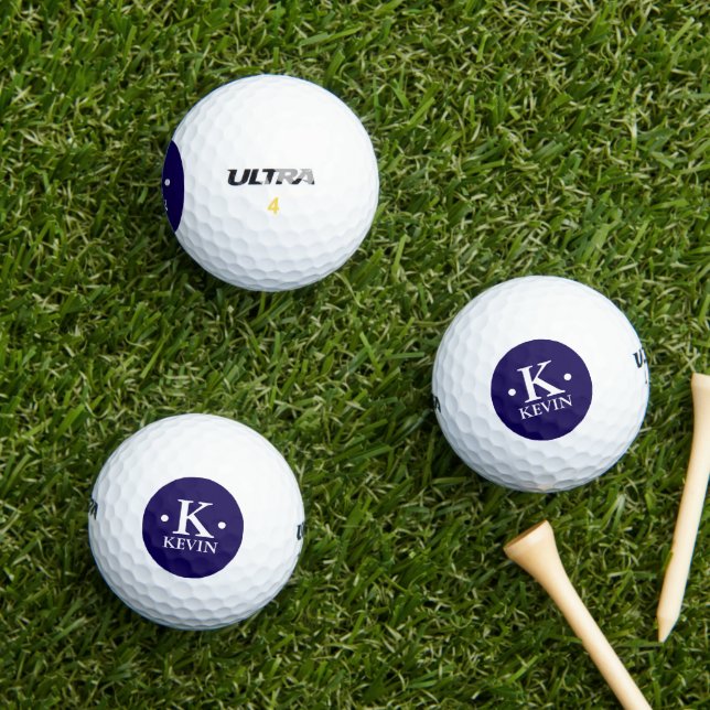 Personalized 1-letter Monogram dark-blue Golf Balls (Insitu Grass)