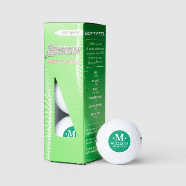 Personalized 1-letter Name Monogram GREEN Golf Balls (Packaging)