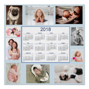 Personalized 2018 Family Photos Calendar Poster
