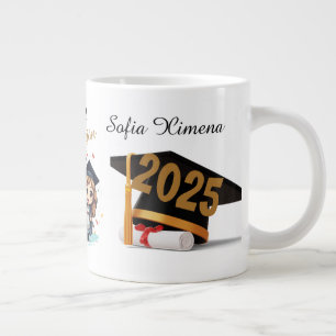 Personalized 2025 Black Gold Graduate Mug