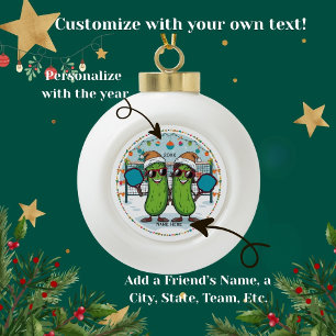 Personalized 2025 Pickleball Christmas Ornament