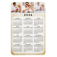 Personalized 2026 Photo Magnet Calendar 4x6