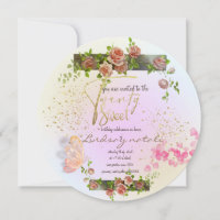 Personalized 20th birthday invitation with roses