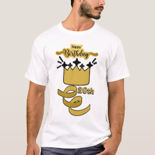 Personalized 20th Birthday King Crown Design T-Shirt