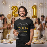 Personalized 21st Birthday 2005 Name Black Gold T-Shirt<br><div class="desc">Personalized birthday men's tshirt in black and gold for those born in 2005. Easily customize all the text on this "Birthday" T shirt using the template provided. Part of the "Setting Standards" range of birthday ideas.</div>