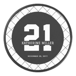 Personalized 21st Birthday Modern and Elegant Hockey Puck