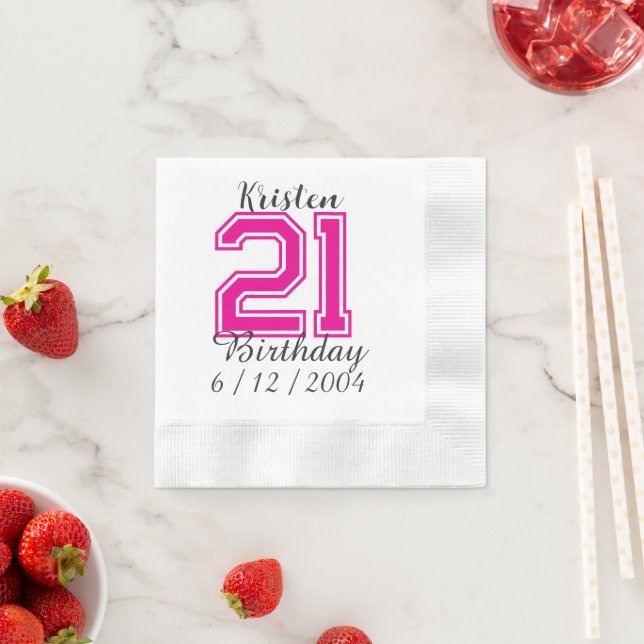 Personalized 21st Birthday Napkin Birthday  (Insitu)