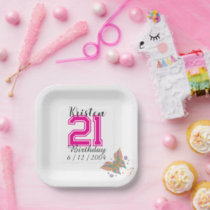 Personalized 21st Birthday Napkin Birthday Paper Plate