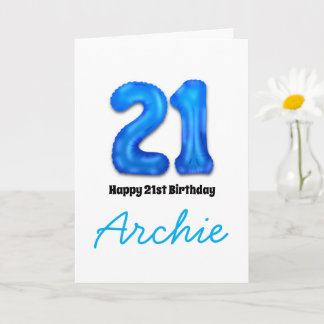Personalized 21st Birthday Number Balloon Card