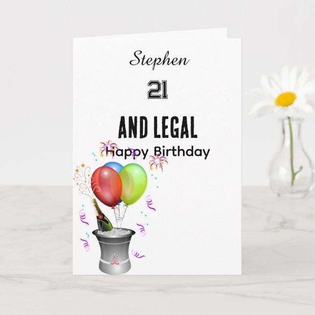 Personalized 21st funny minimalist birthday  card (Small Plant)