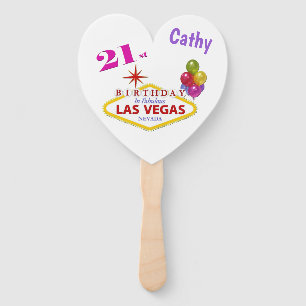 Personalized 21st Las Vegas Birthday Set of Fans
