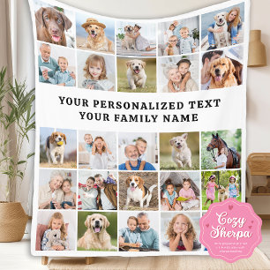 Personalized 25 Photos Collage Modern Family Sherpa Blanket