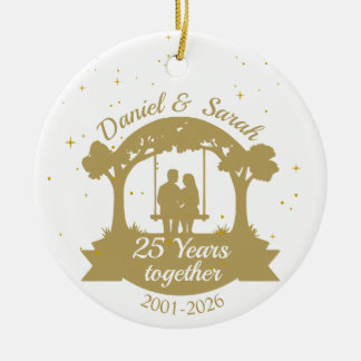 Personalized 25th Anniversary Gift Keepsake Ceramic Ornament
