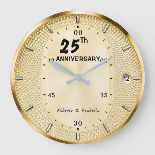 Personalized 25th Anniversary Gold  Large Clock