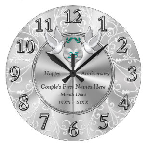 Personalized 25th Wedding Anniversary Gifts Large Clock