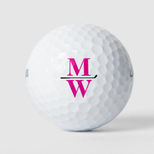 Personalized 2-Initials Pink Monogram Golf Balls