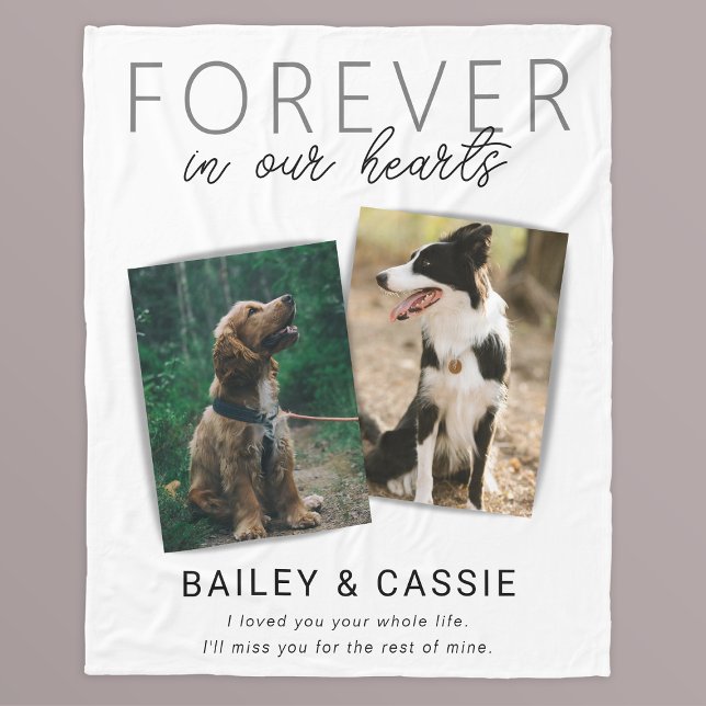 Personalized 2 Pet Memorial Fleece Blanket (Creator Uploaded)