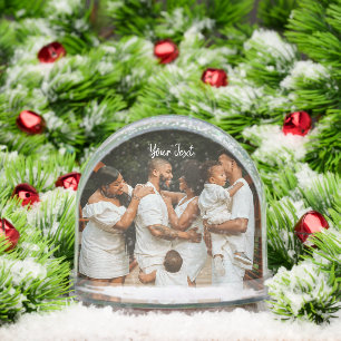Personalized 2 Photo & Custom Text Template Snowglobe