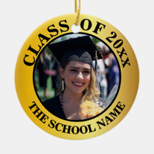 Personalized 2 Photo Graduation Class of 2023 Ceramic Ornament