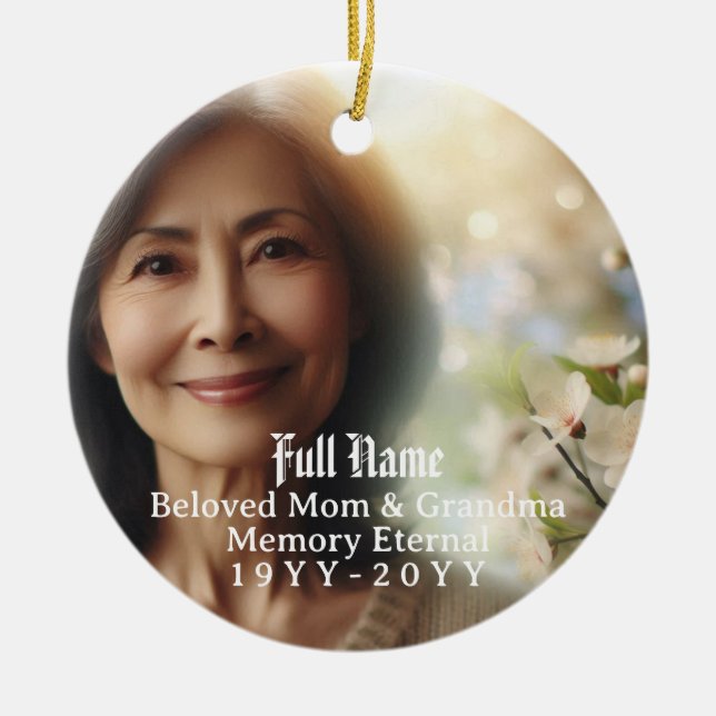 Personalized 2 Photo, Name Memorial Ornament (Front)