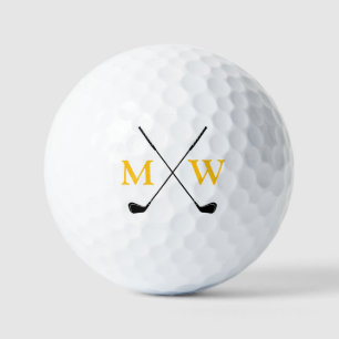 Personalized 2 Yellow Initials Monogram Golfer's Golf Balls