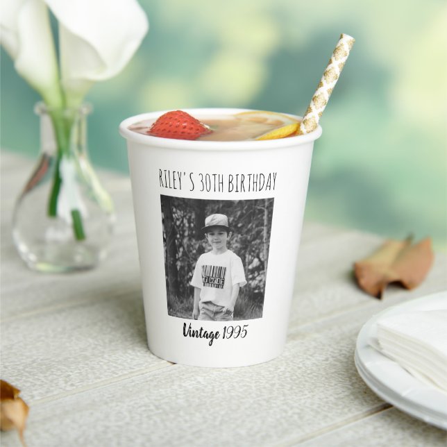 Personalized 30th Birthday Custom Photo Face Party Paper Cups (Insitu)