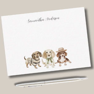 Personalized 3 Dog Watercolor  Card