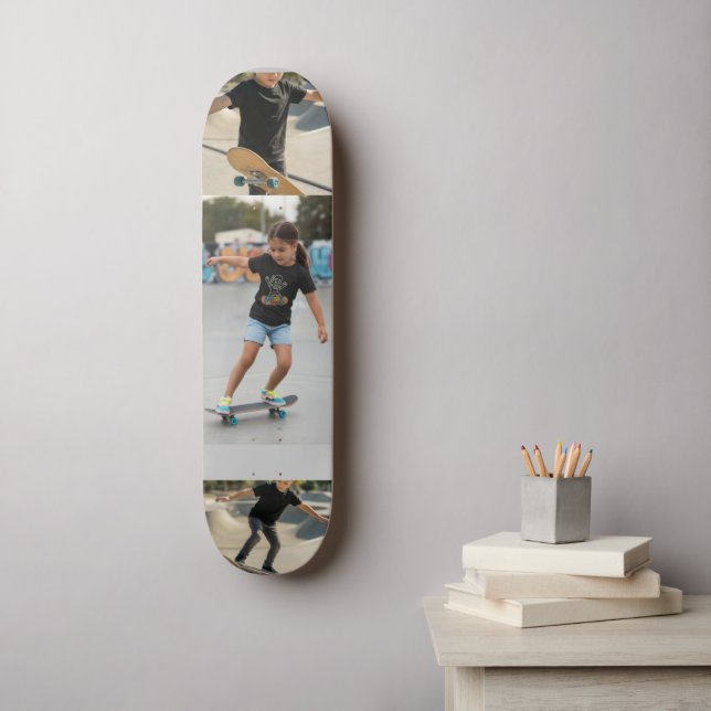 Personalized 3-Photo Wall Art | Custom Kids Photo  Skateboard (Wall Art)