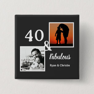 Personalized 40 & fabulous Men's gift 15 Cm Square Badge