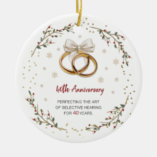 Personalized 40th Anniversary Couple Christmas Ceramic Ornament