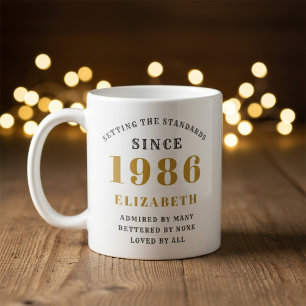 Personalized 40th Birthday 1986 Add Name Elegant Coffee Mug