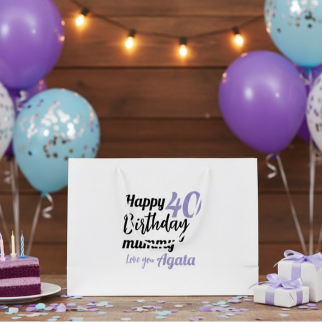 Personalized 40th Birthday Gift Bag - Custom Name  (Creator Uploaded)