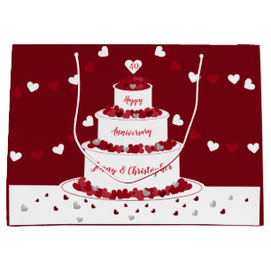 Personalized 40th Ruby Wedding Anniversary cake Large Gift Bag