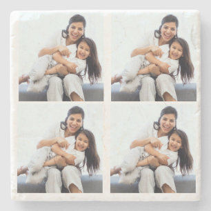 Personalized 4 collage Photos Custom  Stone Coaster