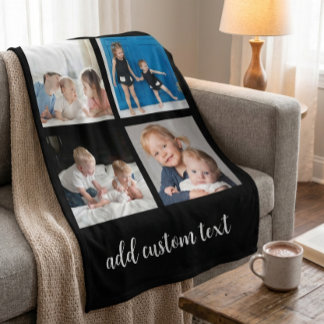 Personalized 4 Photo Collage – Custoum Photos Gift Fleece Blanket