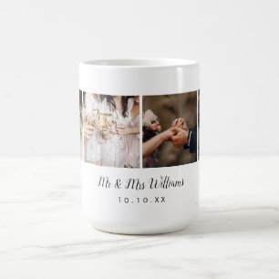 Personalized 4 Wedding Photo Story Collage Coffee Mug