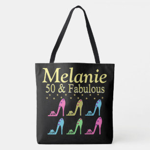 PERSONALIZED 50 & FABULOUS SHOE QUEEN TOTE BAG